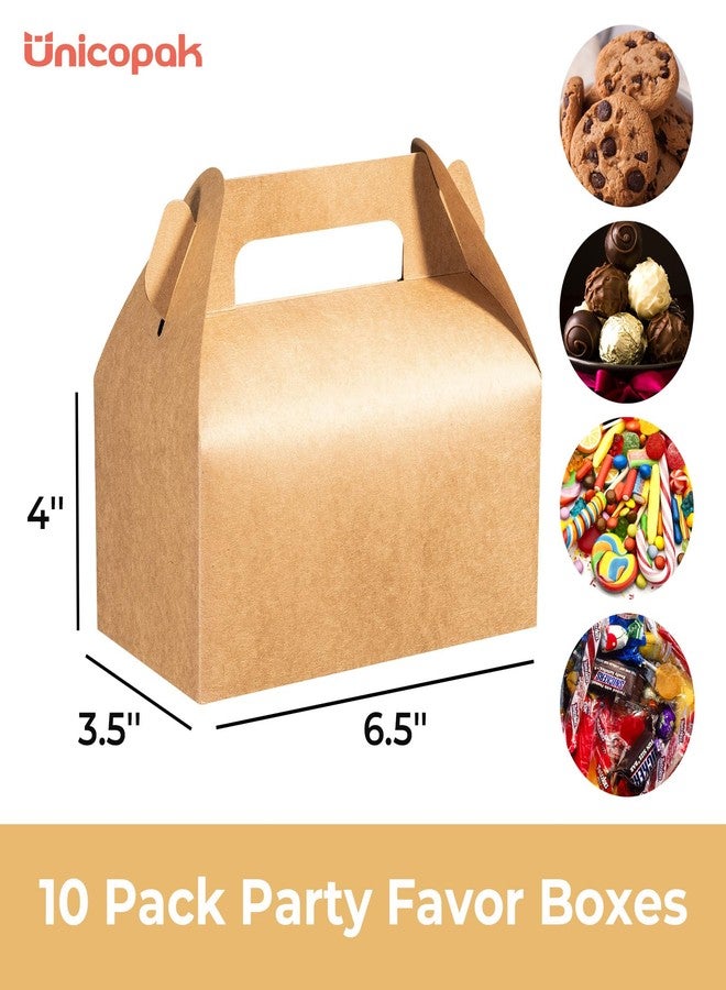 UnicoPak 10 Pack Brown Gable Treat Boxes Party Favor Boxes Goodie Gift Boxes for Snacks Cookie Candy Toys Birthday Party Wedding Holidays 6.5x3.5x4 Inches - Image 2